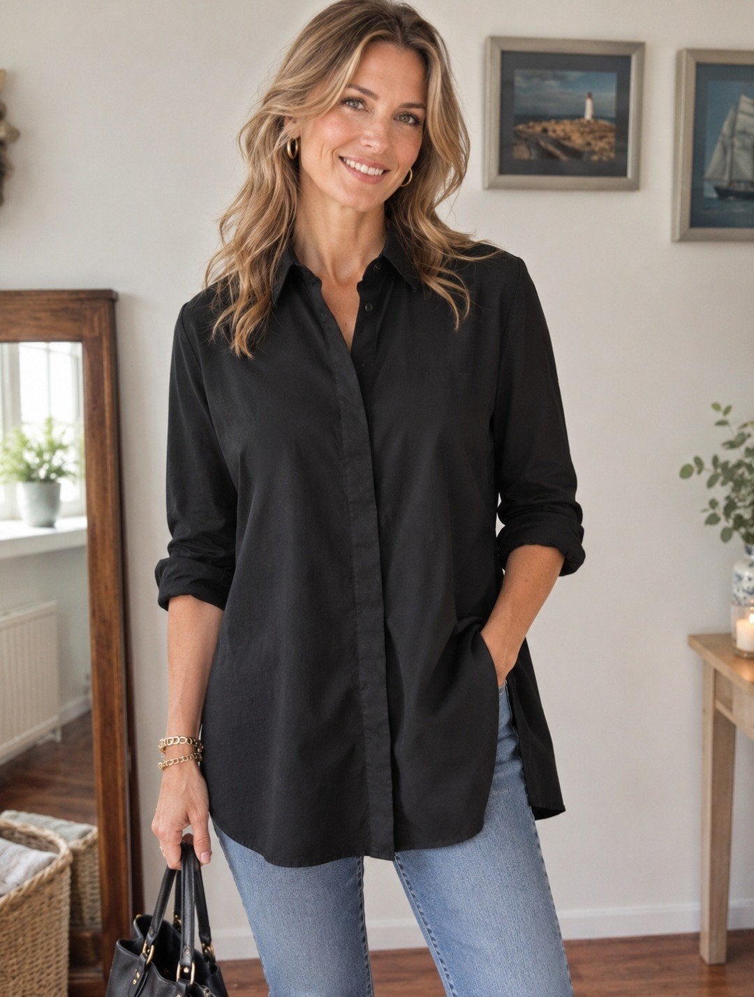 Zwarte blouse van Repeat - Maat 44 - Nieuwstaat, Repeat, Zwart, Maat 42/44 (L), Nieuw