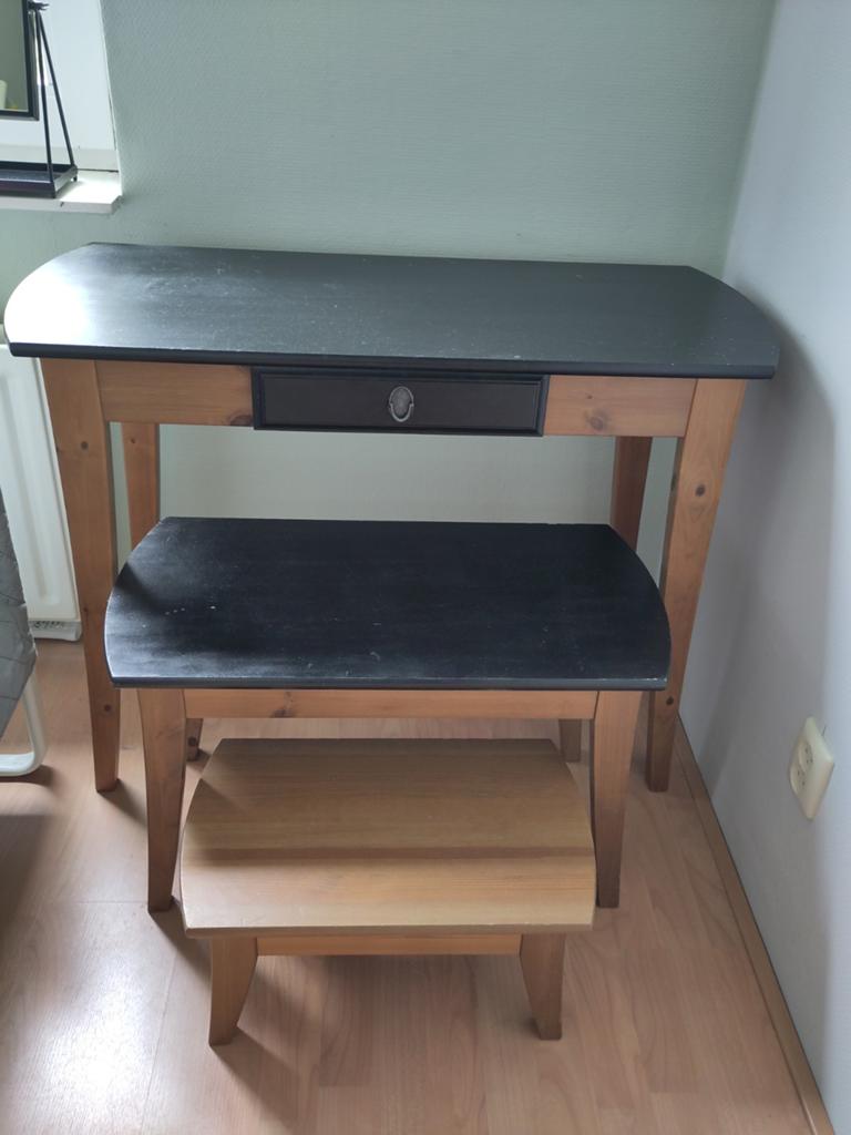 Kaptafeltje met krukjes/bijzettafeltjes - Gratis af te halen, Ophalen, Gebruikt, 50 tot 100 cm, Minder dan 100 cm