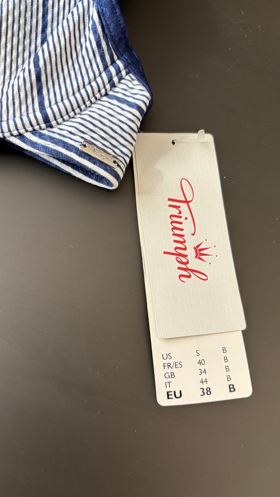 Triumph bikini top 38B - Blauw gestreept, Verzenden, Nieuw, Blauw, Bikini