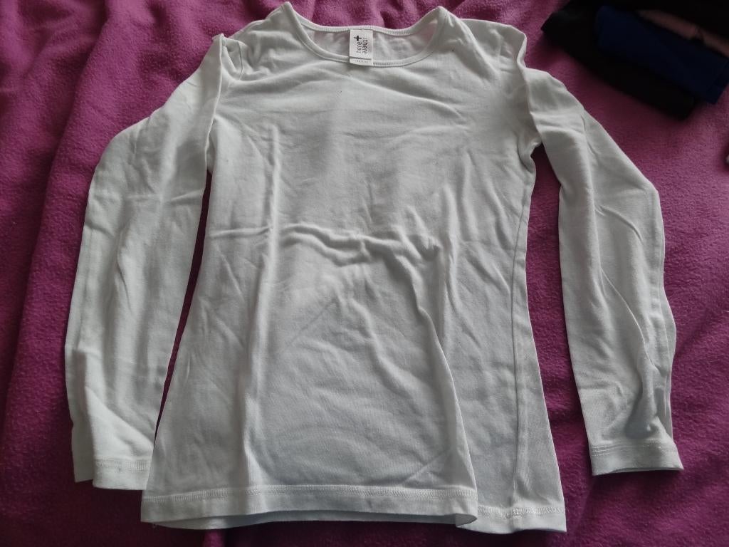 witte longsleeve mt 146/152, Kinderen en Baby's, Kinderkleding | Maat 152, Ophalen of Verzenden, Zo goed als nieuw, Meisje, Shirt of Longsleeve