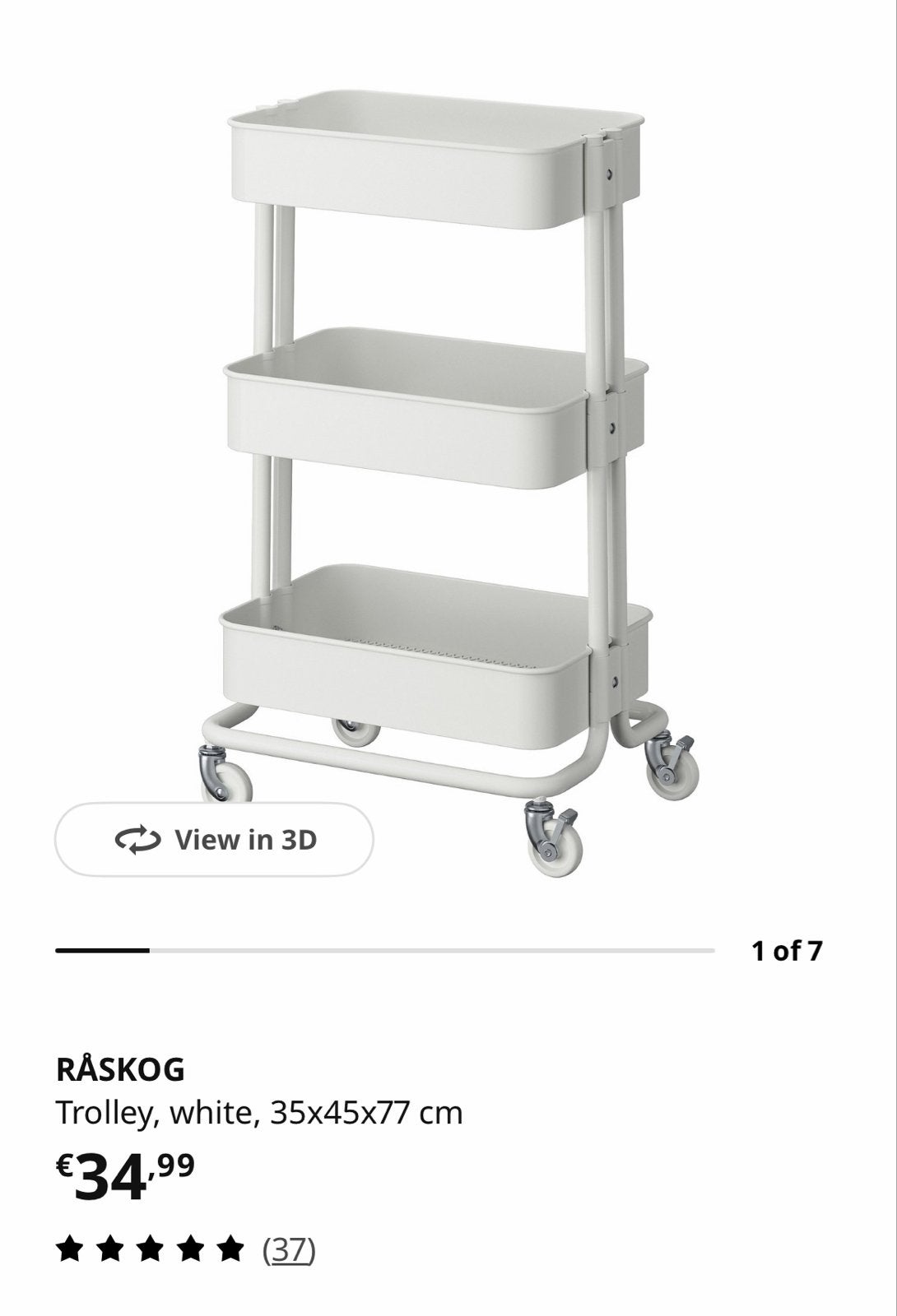 IKEA RÅSKOG Trolley Wit - Handige Opbergwagen, Ophalen, Zo goed als nieuw