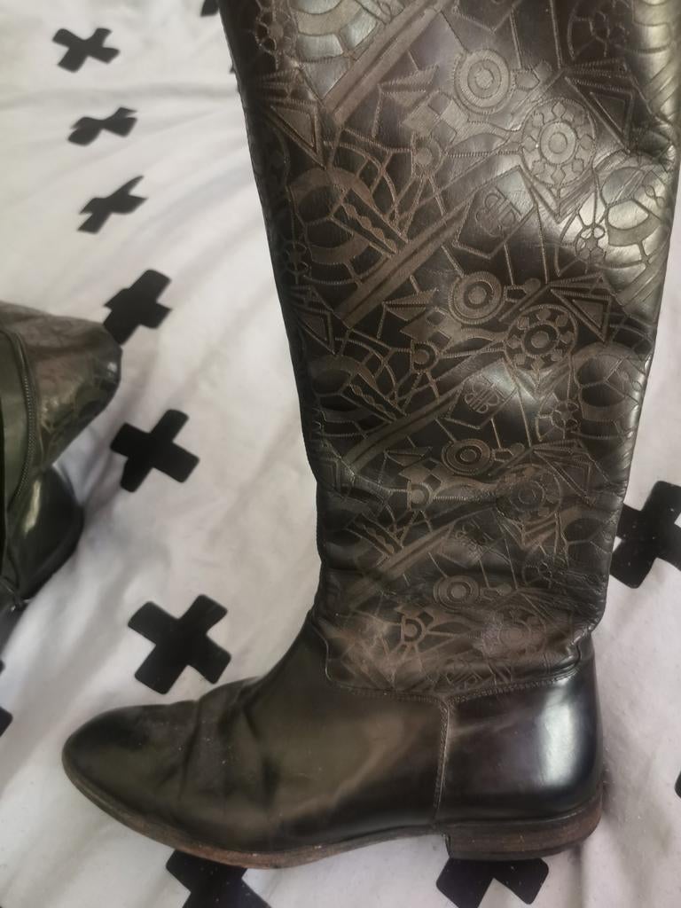Schoenen laarzen boots retro vintage alternatief hippie, Ophalen of Verzenden, Zo goed als nieuw, Zwart