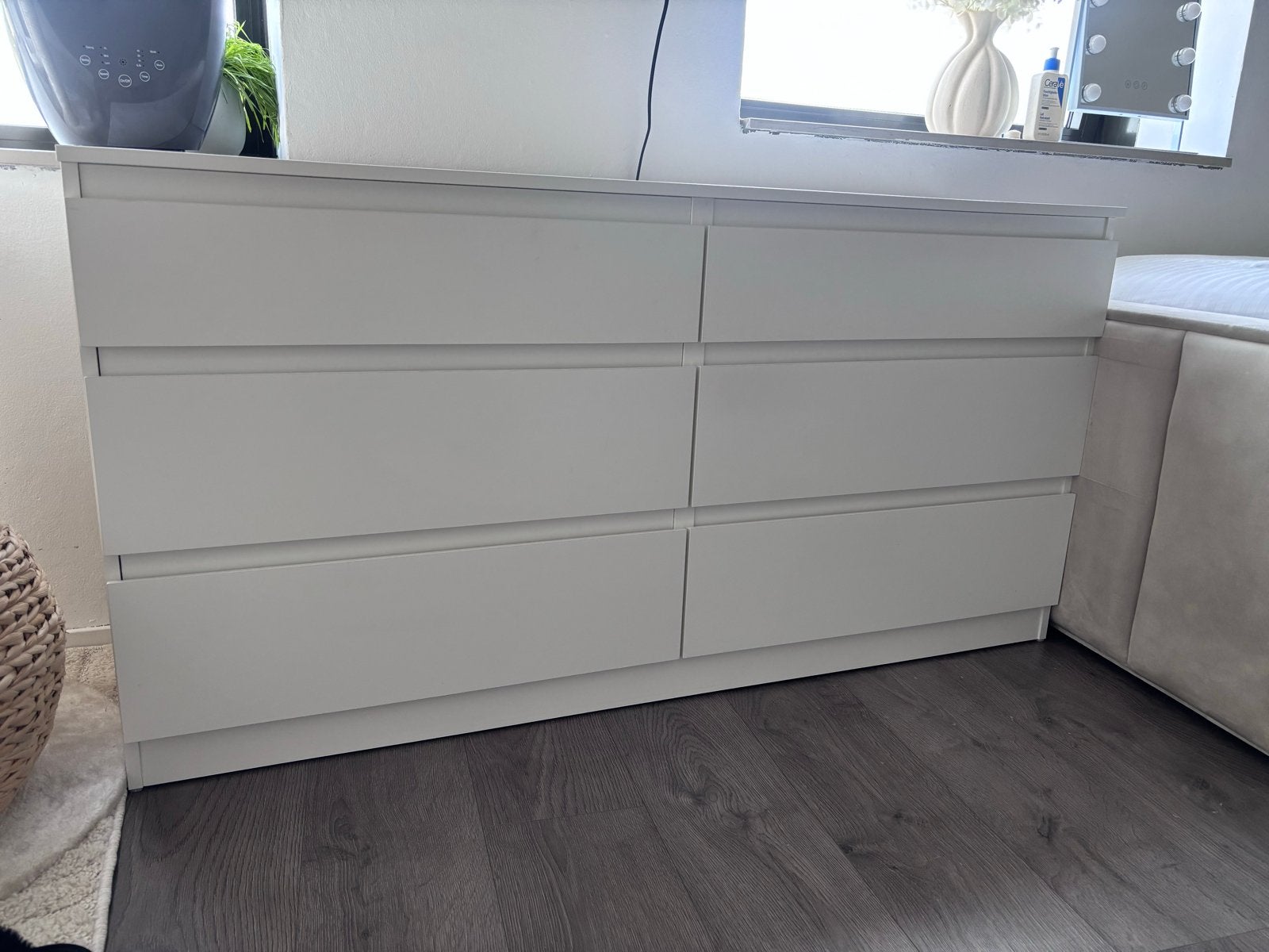 Witte ladekast met 6 laden, Ophalen, Kunststof, 100 tot 150 cm, 5 laden of meer