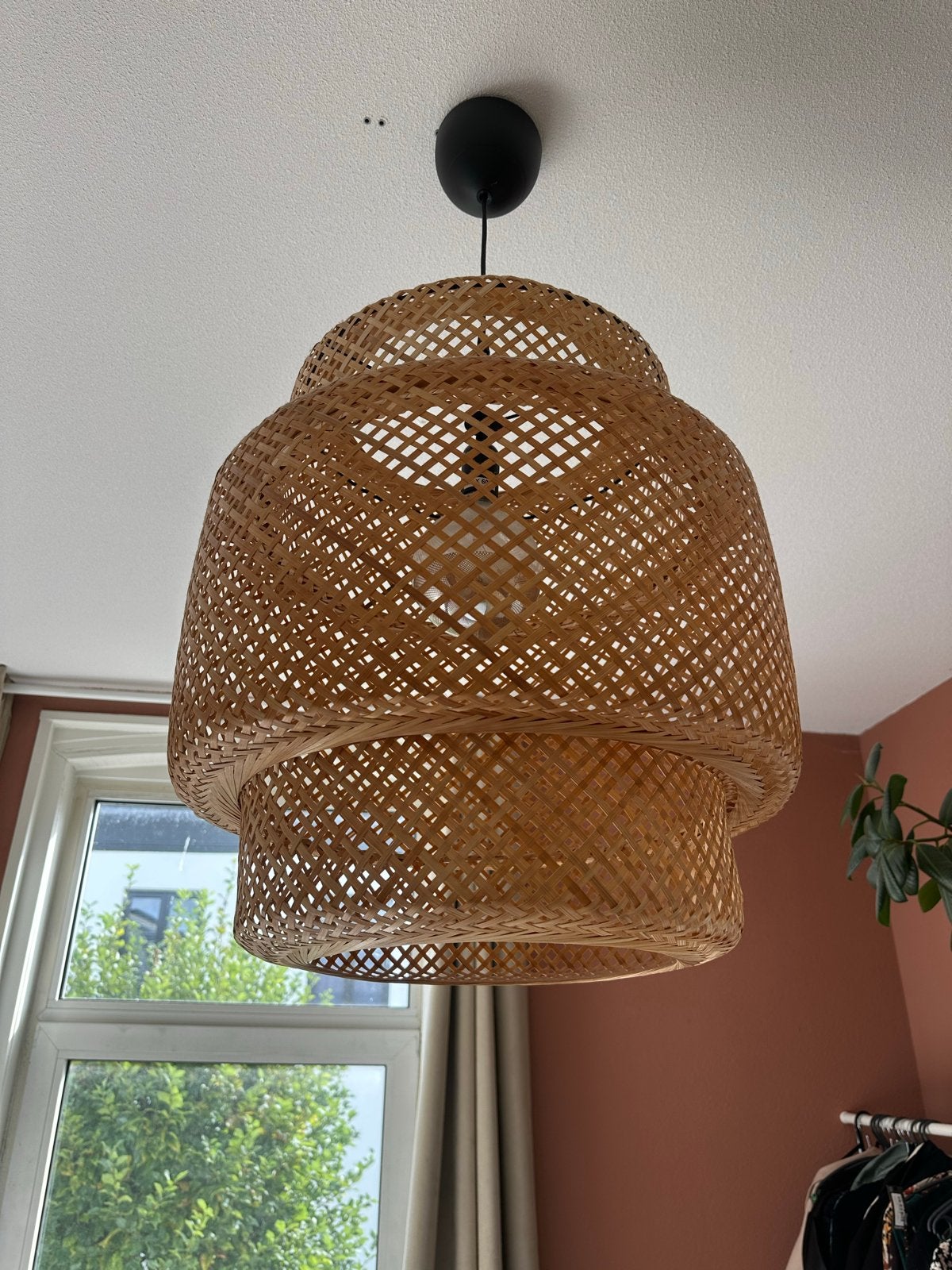 IKEA bamboe hanglamp - Zo goed als nieuw, Ophalen, Zo goed als nieuw, Natuurlijk materiaal, E27 (groot)