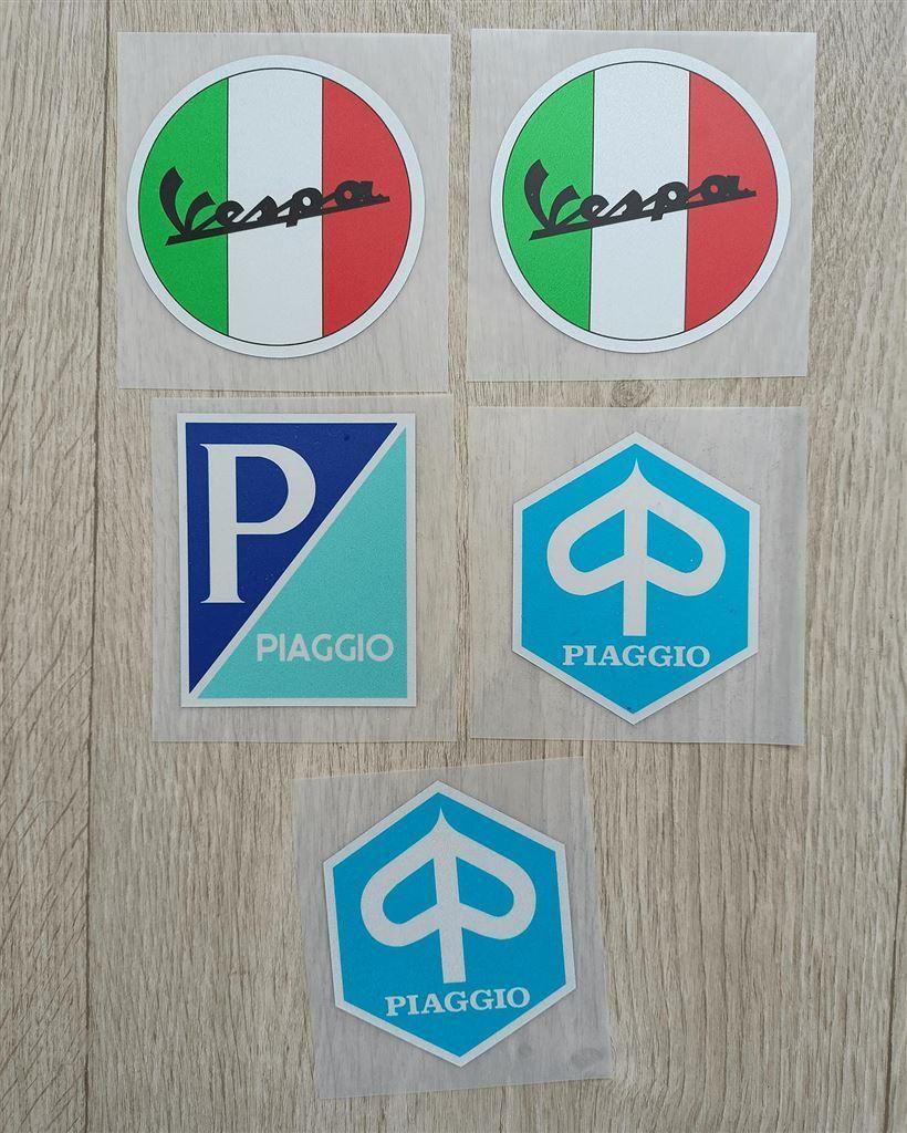 5x VESPA PIAGGIO LOGO Scooter Vinyl Decal Sticker, Verzenden, Nieuw, Auto's