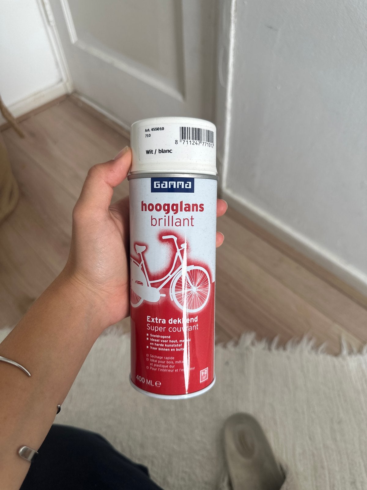 GAMMA Hoogglans Spuitbus Wit/Blanc 400ml, Wit, Nieuw, Ophalen of Verzenden, Verf