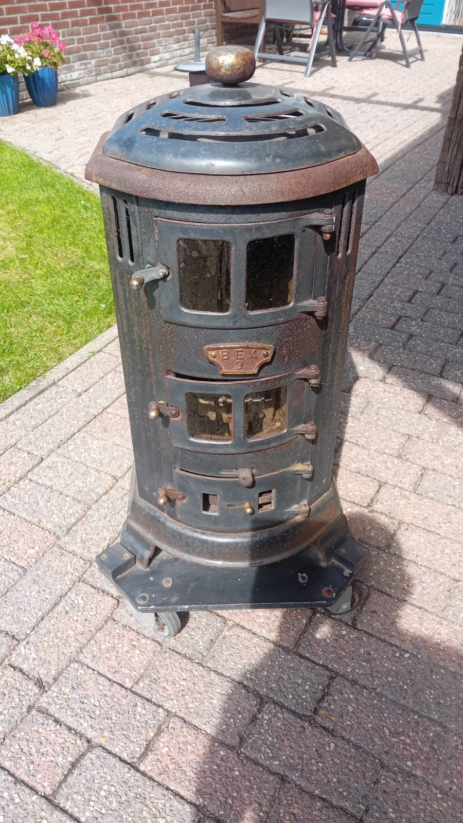 Antieke kolenkachel - Decoratieve kachel, Huis en Inrichting, Ophalen, Gebruikt, Overige brandstoffen, Vrijstaand