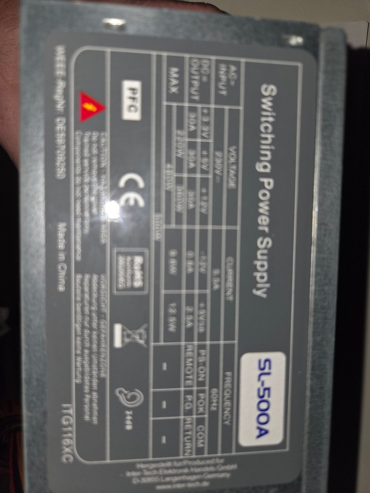 Pc Voeding 500 Watt 1 jaar oud, Ophalen of Verzenden, Zo goed als nieuw