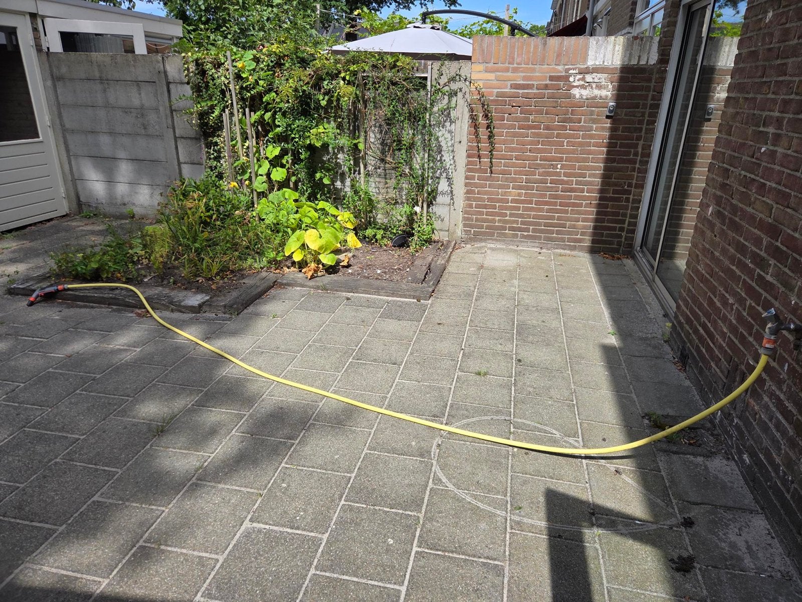 Gele tuinslang met koppelingen, Ophalen of Verzenden, Gebruikt, Tuinslang