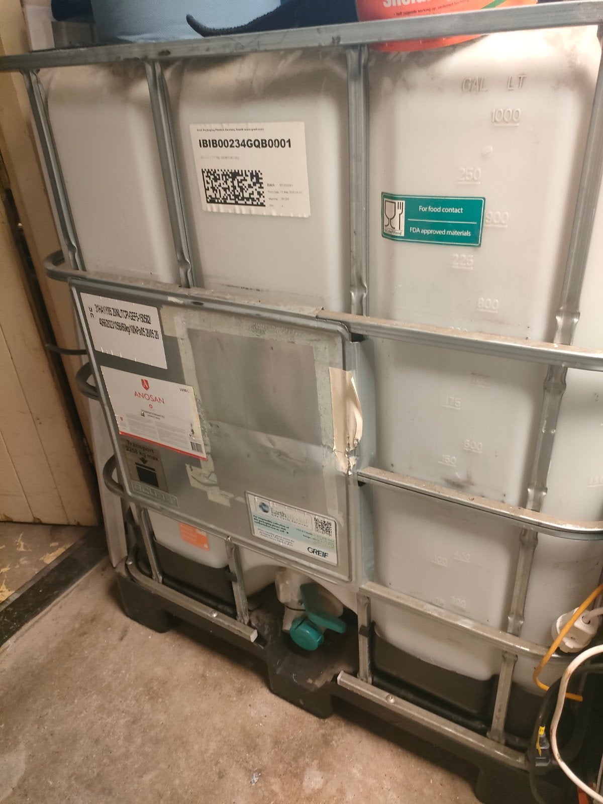 IBC Container 1000L - Voedselveilig, Ophalen