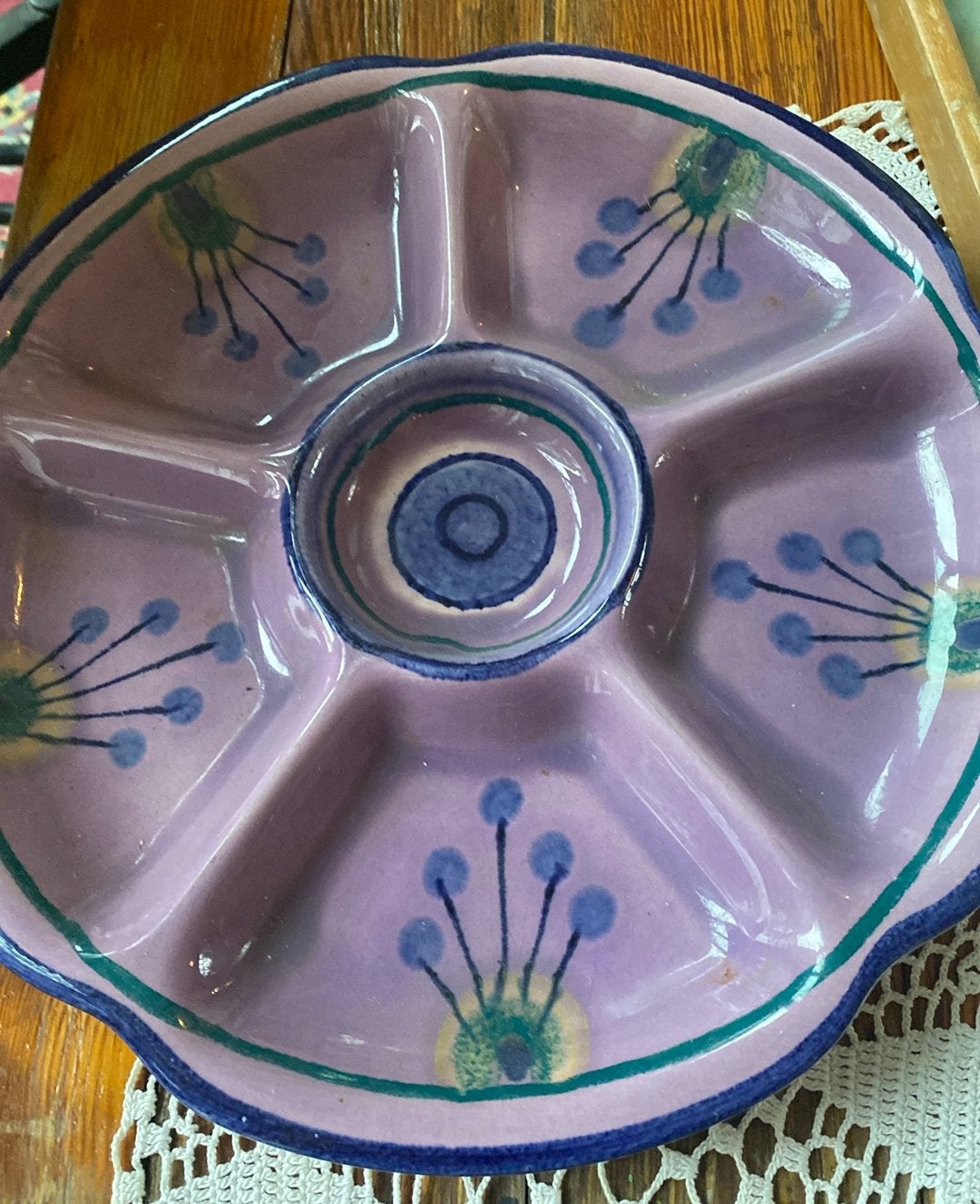 Lila flora schaal, Antiek en Kunst, Ophalen of Verzenden