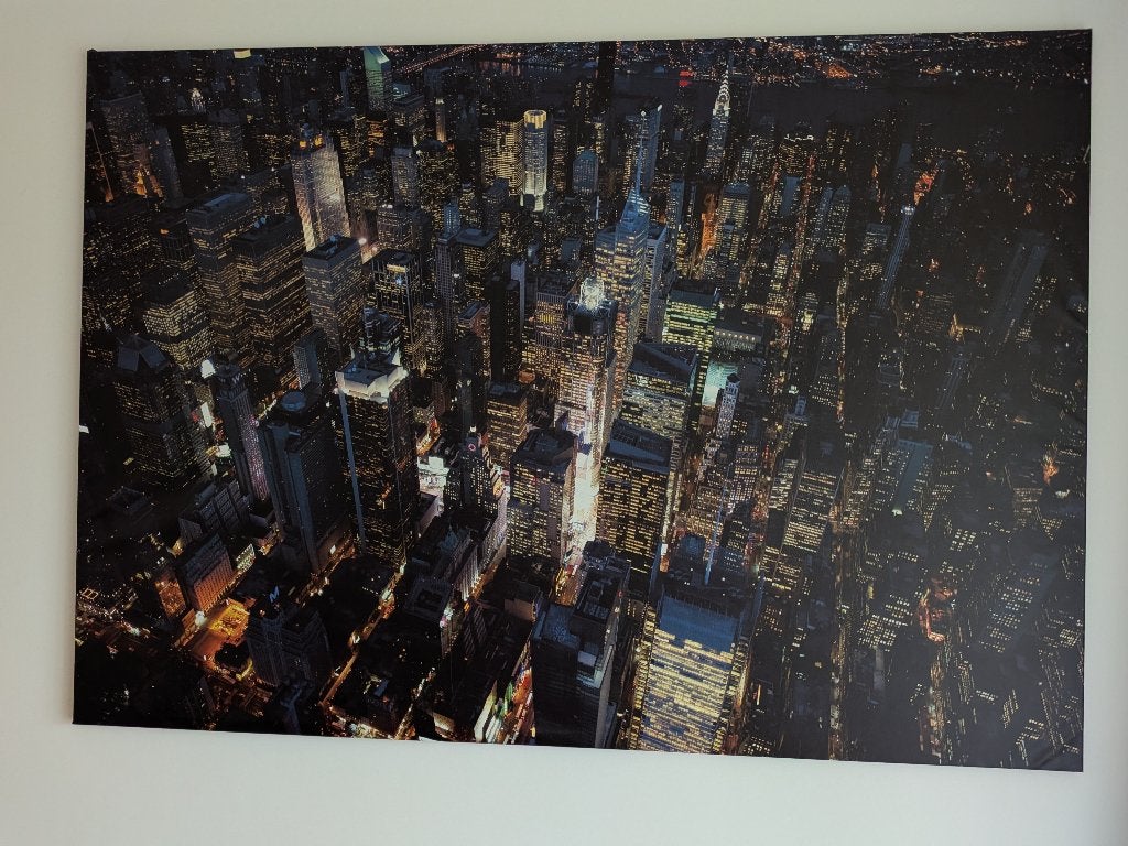 Fraaie IKEA poster New York City bij nacht, Ophalen, 125 cm of meer, Zo goed als nieuw, Foto of Poster