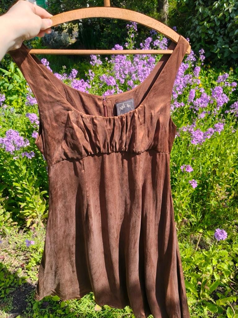 Echt Zijde Edith & Ella Copenhagen Bruine Jurk Vintage Look, Kleding | Dames, Jurken, Bruin, Ophalen of Verzenden, Zo goed als nieuw