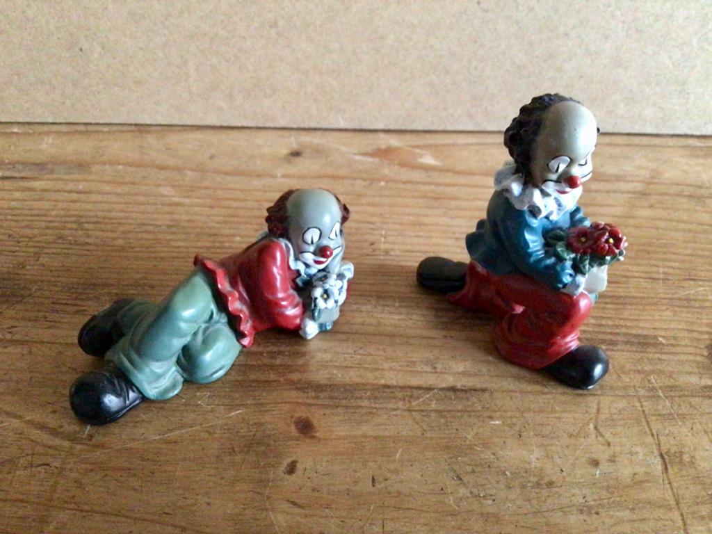Set van 2 vintage clown beeldjes GILDE CLOWNS, Verzamelen, Beelden en Beeldjes, Ophalen of Verzenden, Gebruikt, Mens