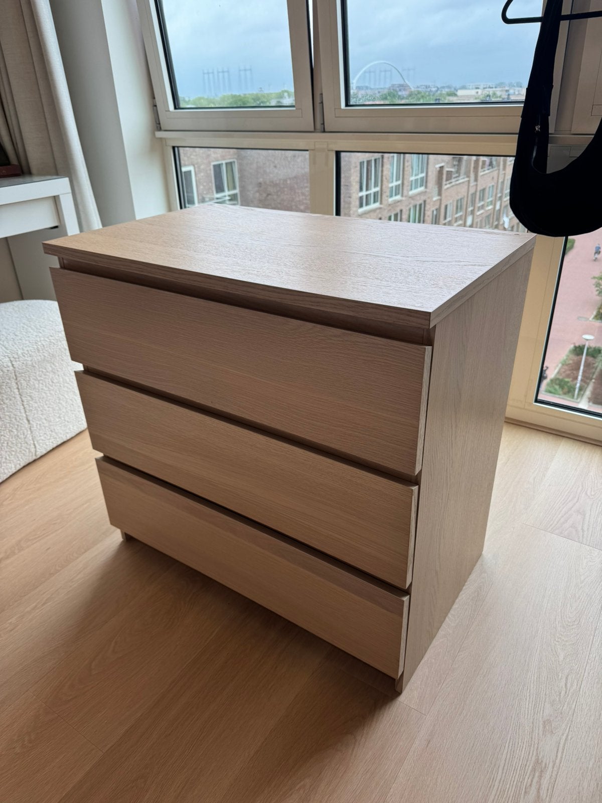 Ikea Malm ladekast licht eiken, Ophalen, 50 tot 100 cm, Zo goed als nieuw, 3 of 4 laden