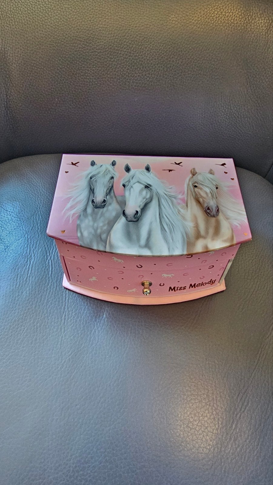 Miss Melody Sieradendoos met Paarden en Spiegel, Gebruikt, Ophalen of Verzenden, Met spiegeltje(s), Roze