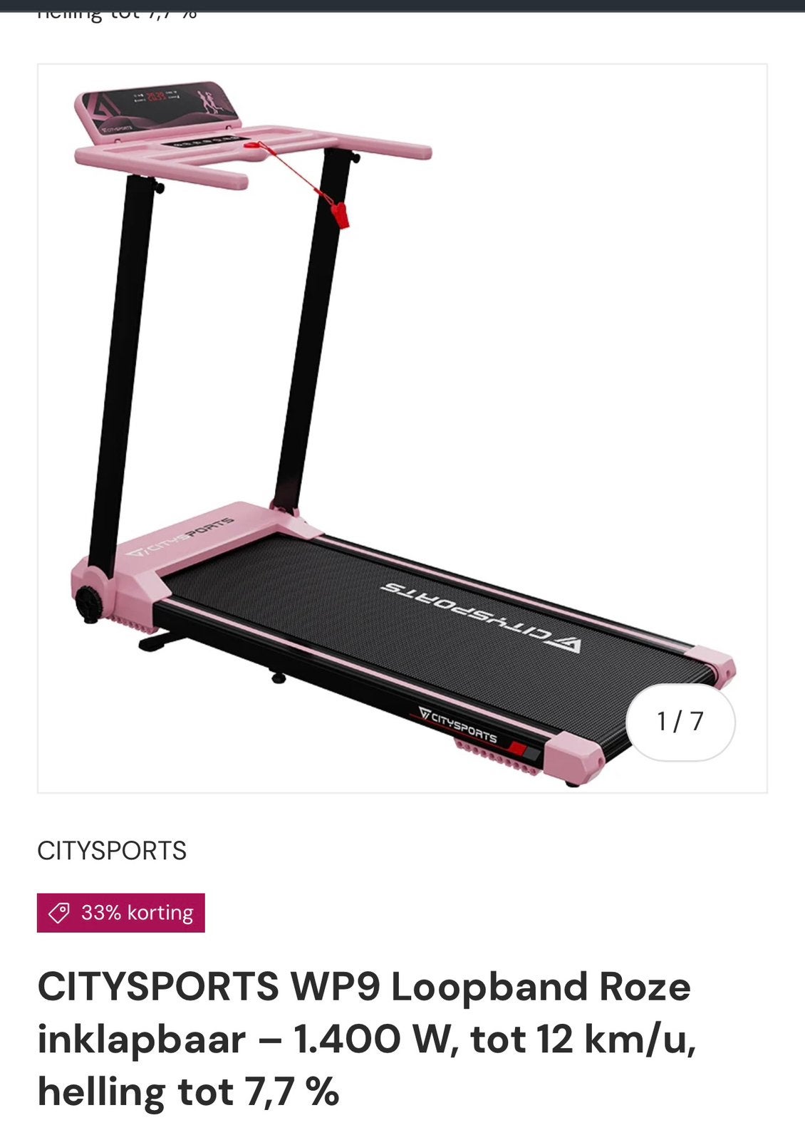 Foto 4 van CITYSPORTS Loopband - Roze, Zo goed als nieuw