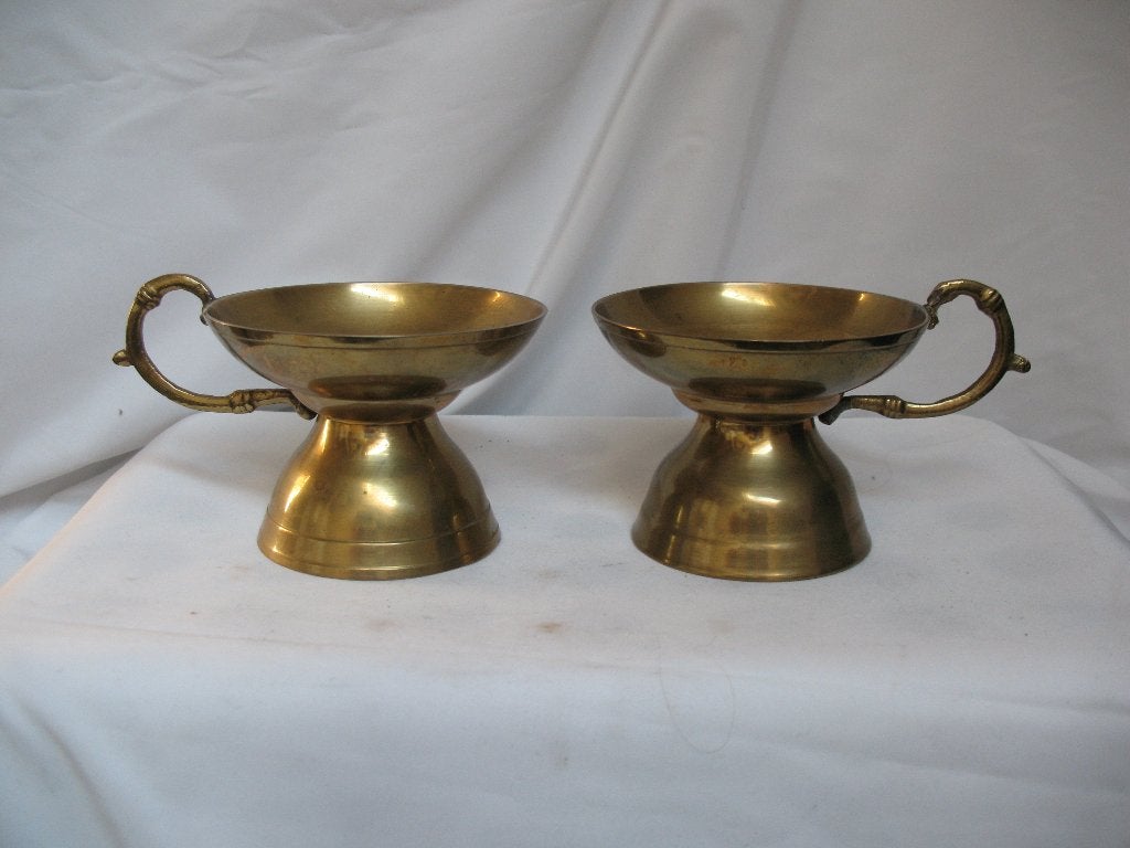Set van 2 messing kandelaar met handvat Zolderopruiming, Antiek en Kunst, Antiek | Koper en Brons, Ophalen of Verzenden, Koper