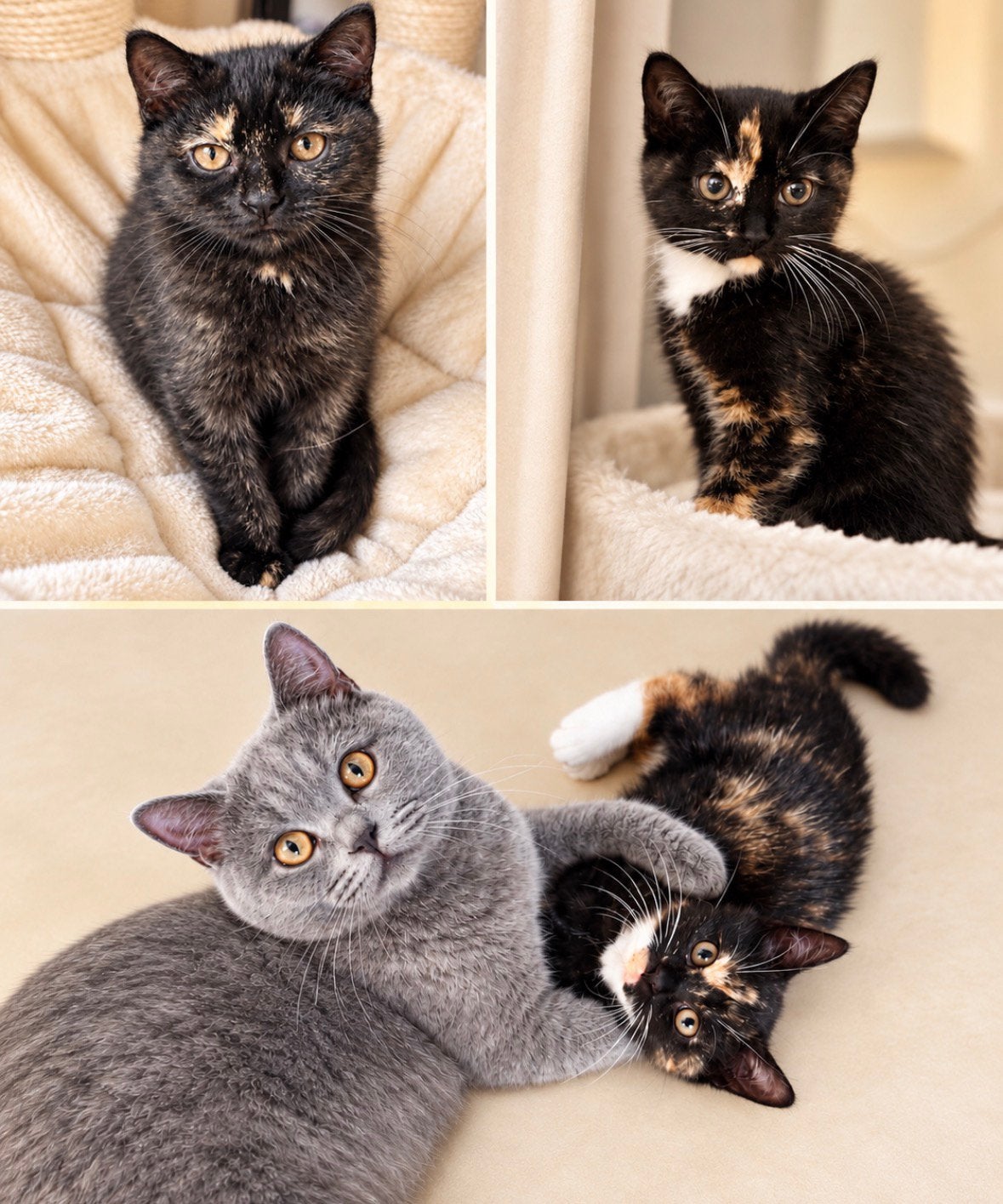 Nog 2 Britse Korthaar kruising poesjes incl vacc.Mogen mee, Poes, Ontwormd, 0 tot 2 jaar