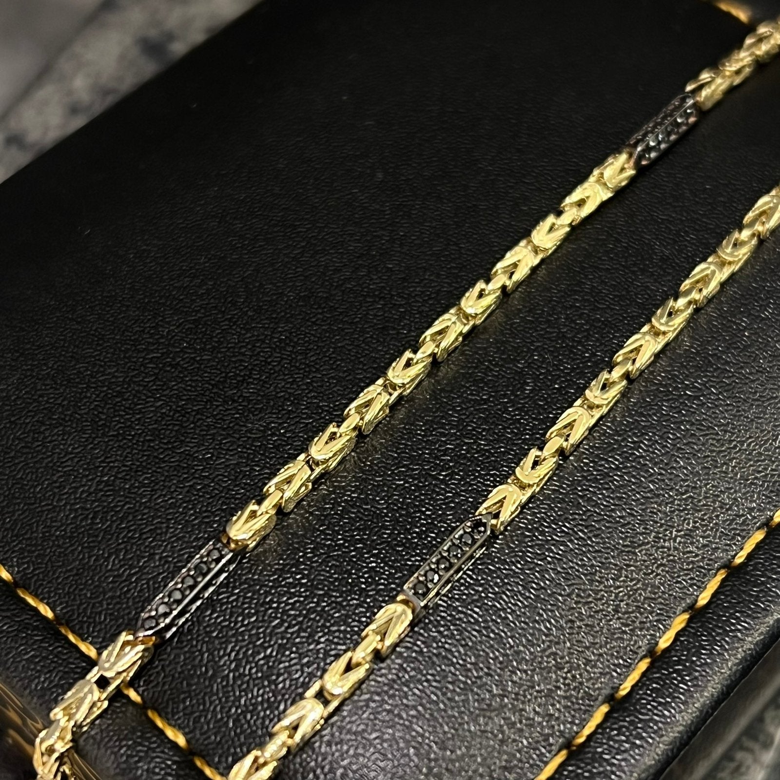 14k gouden koningsketting prachtig schakel nieuw onyx stenen, Ophalen of Verzenden, Zo goed als nieuw, Goud