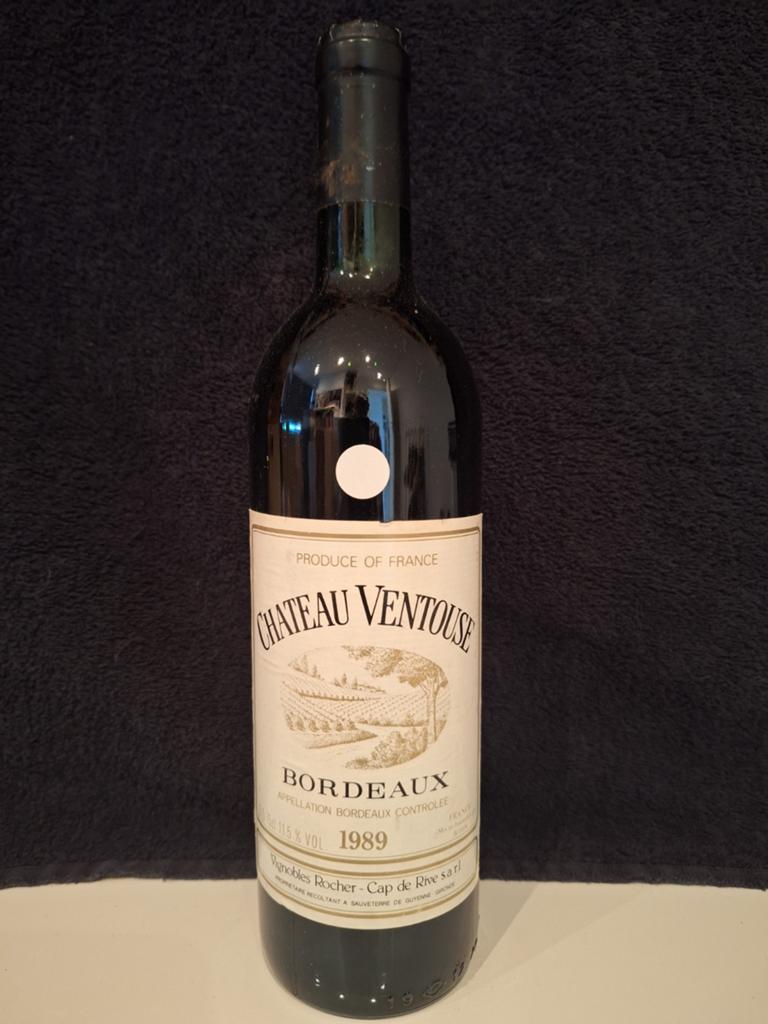 Chateau Ventouse Bordeaux 1989 Rode Wijn, Ophalen of Verzenden, Gebruikt, Frankrijk, Rode wijn