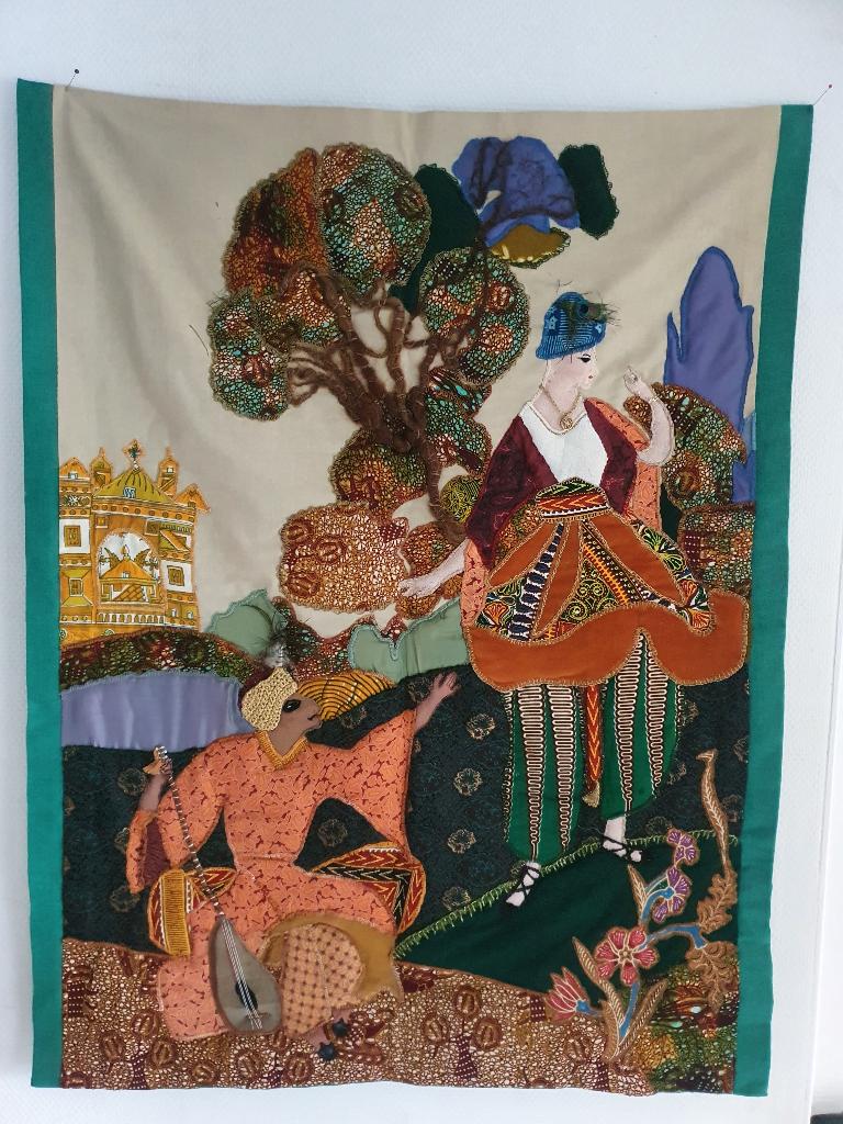 vintage Oosters wandkleed, Gebruikt, 50 tot 100 cm, Overige kleuren, Rechthoekig