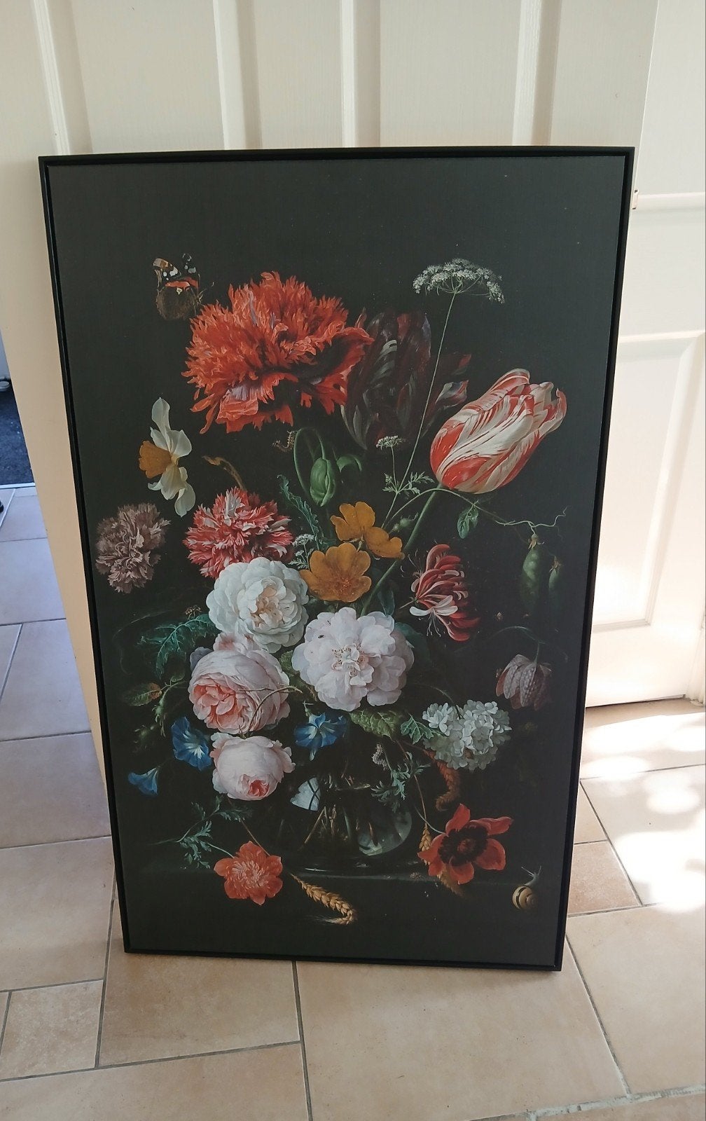 Groot fleurig wandpaneel / wanddoek 70x120 cm in lijst, Ophalen, 100 tot 125 cm, 75 – 100, Print