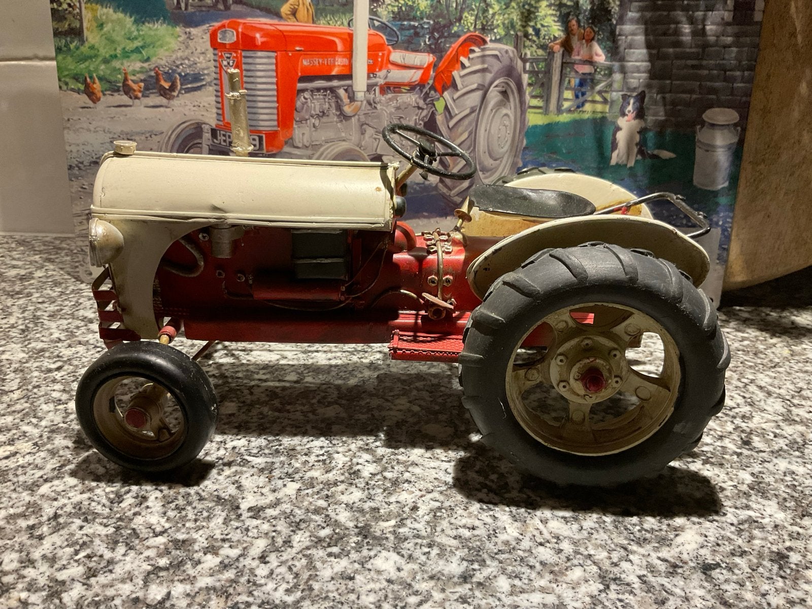 Vintage Metalen Tractor Model - Decoratief Verzamelobject, Overige merken, Gebruikt, Ophalen of Verzenden, Groter dan 1:32
