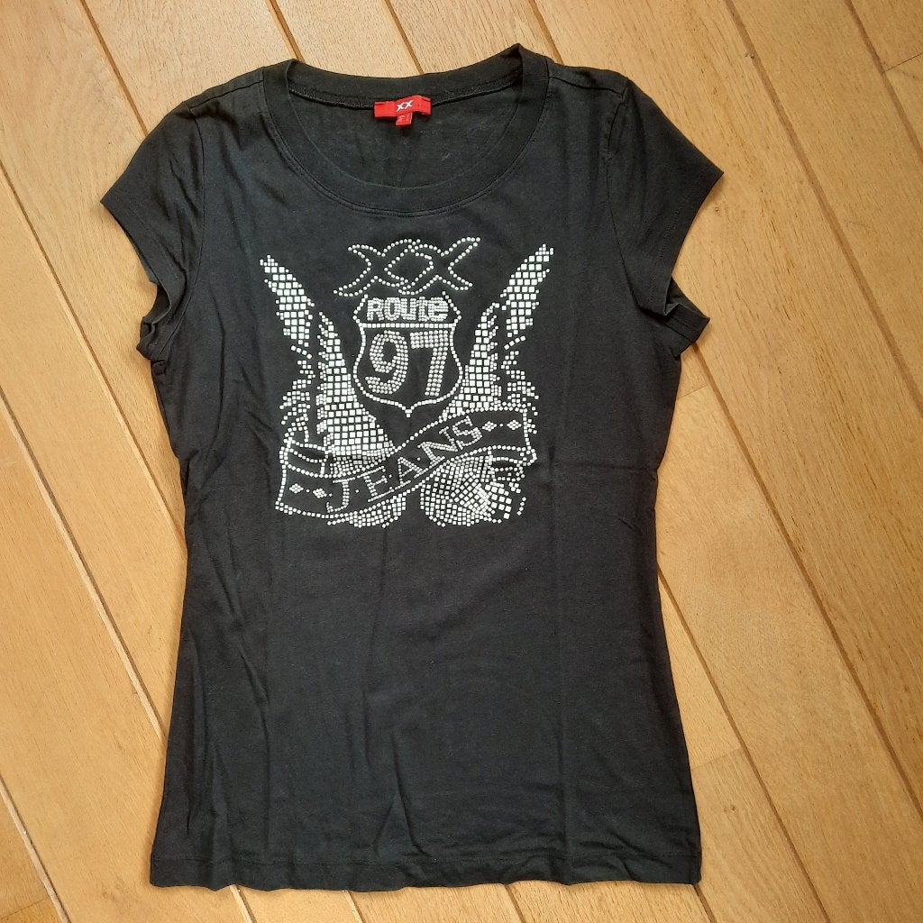 Mexx t- shirt zwart zilveren studs maat M - nieuw -, Maat 38/40 (M), Mexx, Zwart, Nieuw