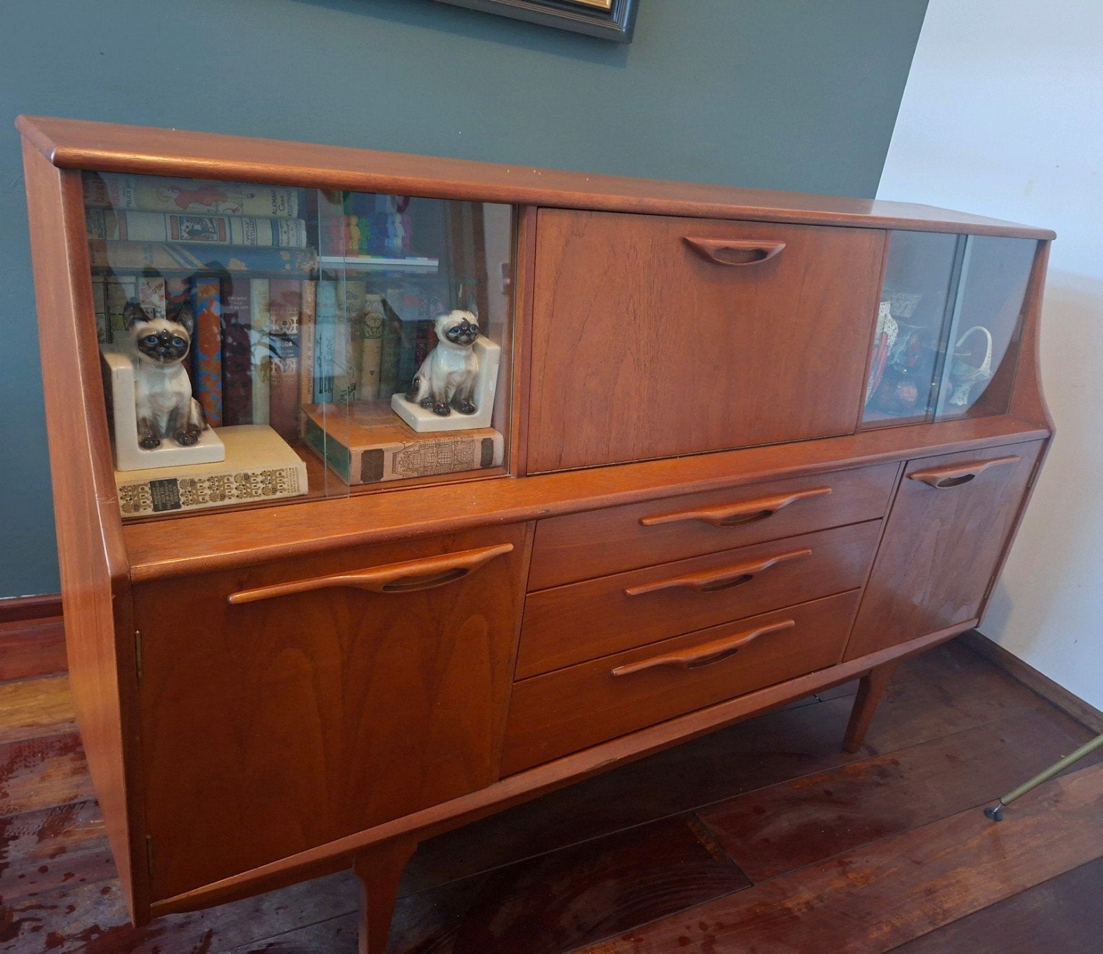 Prachtig Vintage Teak Highboard Dressoir – Jaren 60, Ophalen, Gebruikt, 150 tot 200 cm, Teakhout