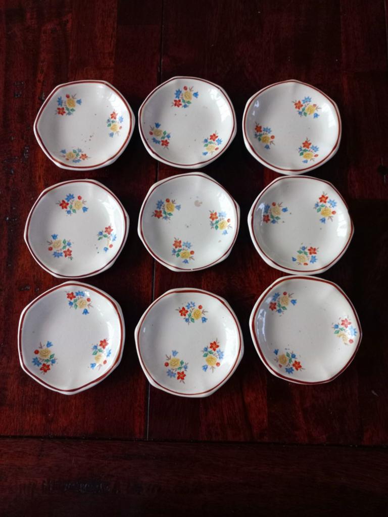 9 petit four schaaltjes Societé Ceramique Maestricht, Ophalen of Verzenden