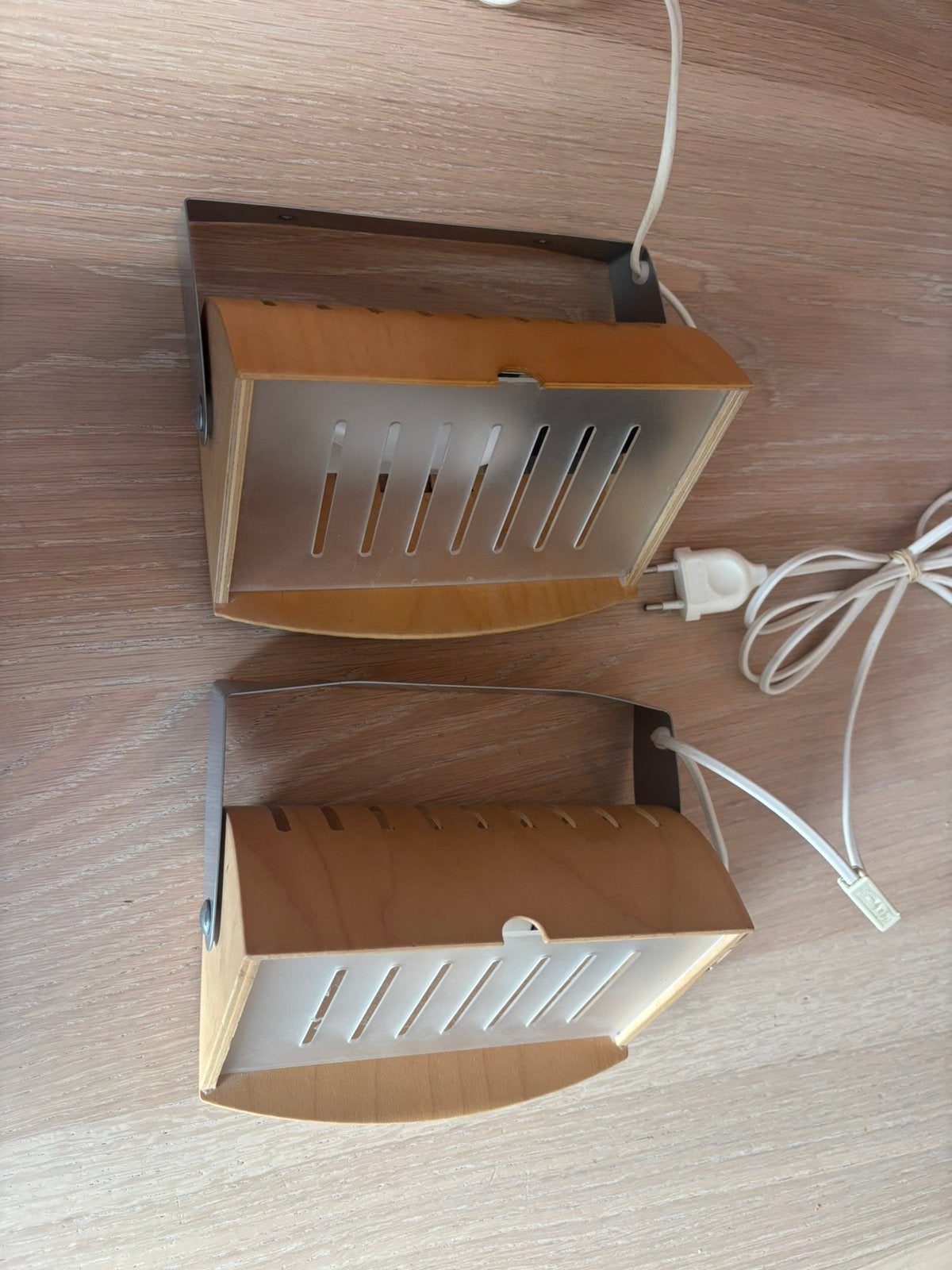Set van 2 vintage Ikea Strimma bedlampen wandlampen, Huis en Inrichting, Lampen | Wandlampen, Ophalen of Verzenden, Gebruikt, Hout
