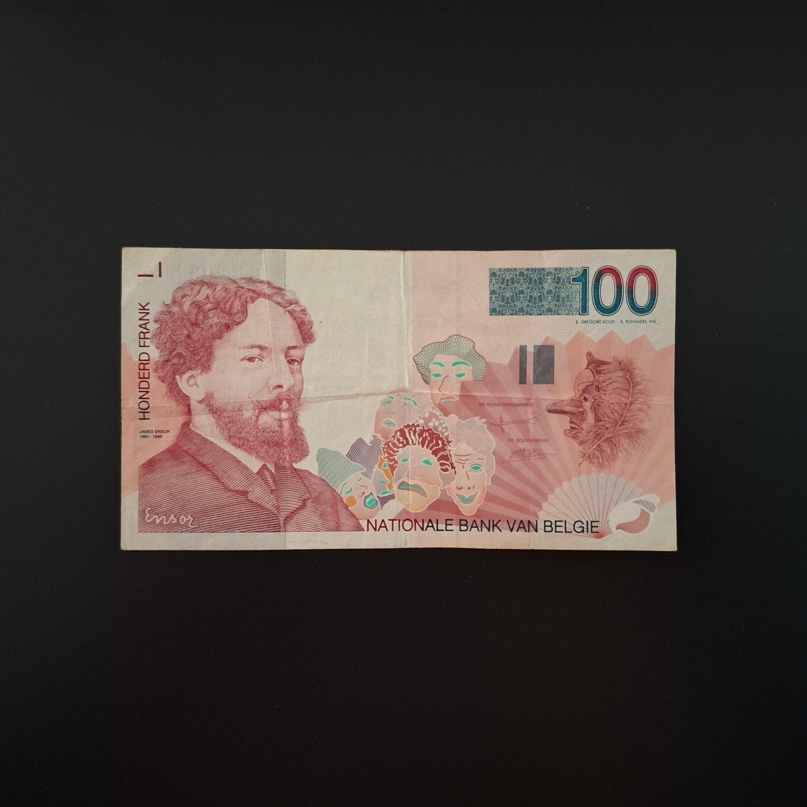 100 franc België #001, Verzenden, België, Los biljet