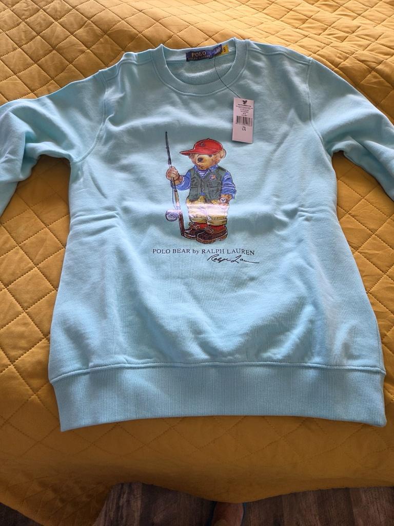Polo Ralph Lauren Sweater Bear Mint L/M Nieuw, Maat 52/54 (L), Blauw, Nieuw, Ophalen of Verzenden