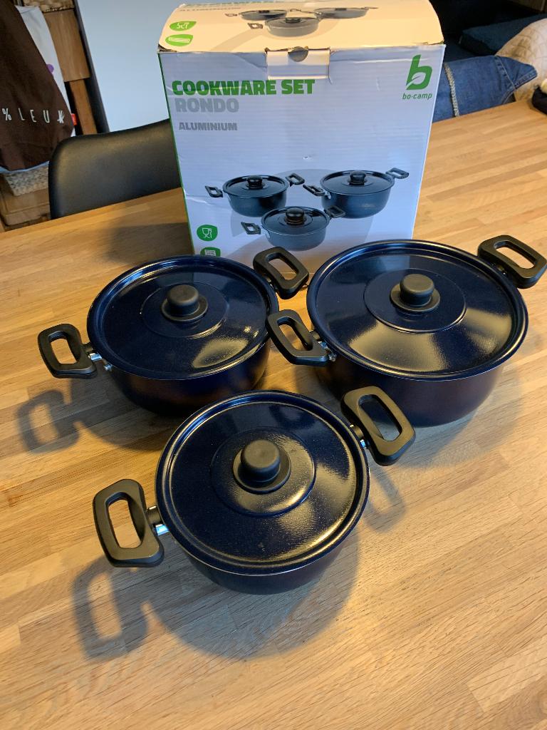 Pannenset Bo-Camp Rondo aluminium, Ophalen of Verzenden, Zo goed als nieuw
