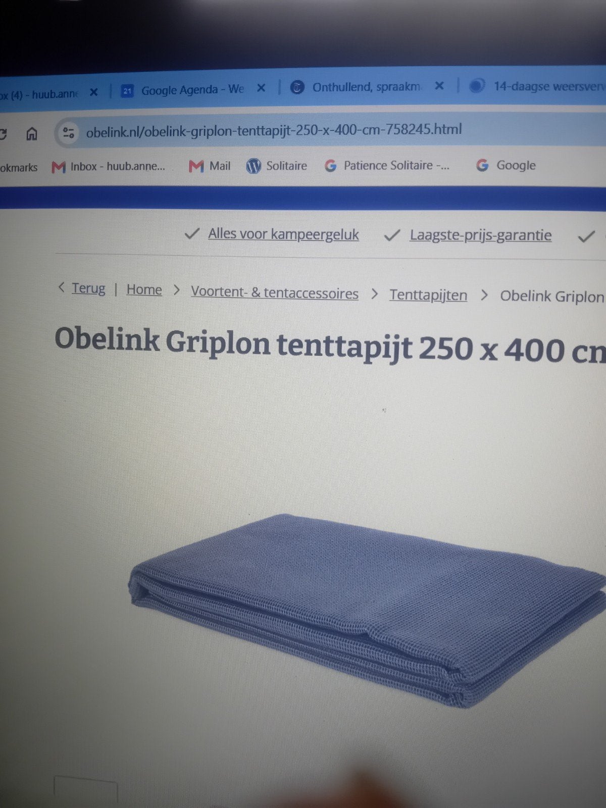 Tent tapijt, Ophalen