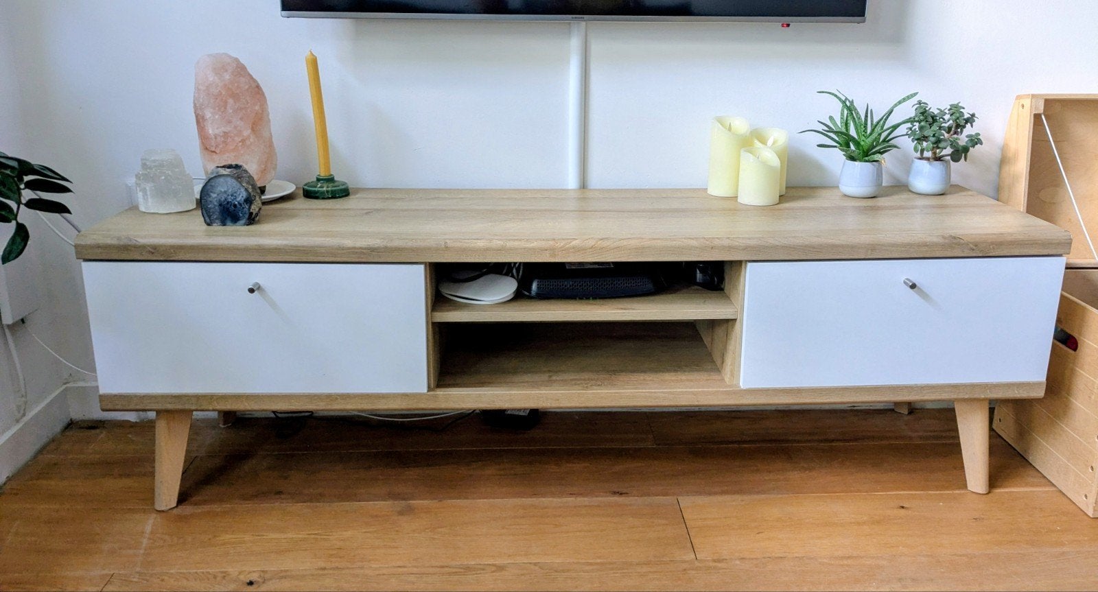 Houten TV meubel met opbergruimte - gratis af te halen!, Ophalen, Gebruikt, 100 tot 150 cm, Minder dan 100 cm