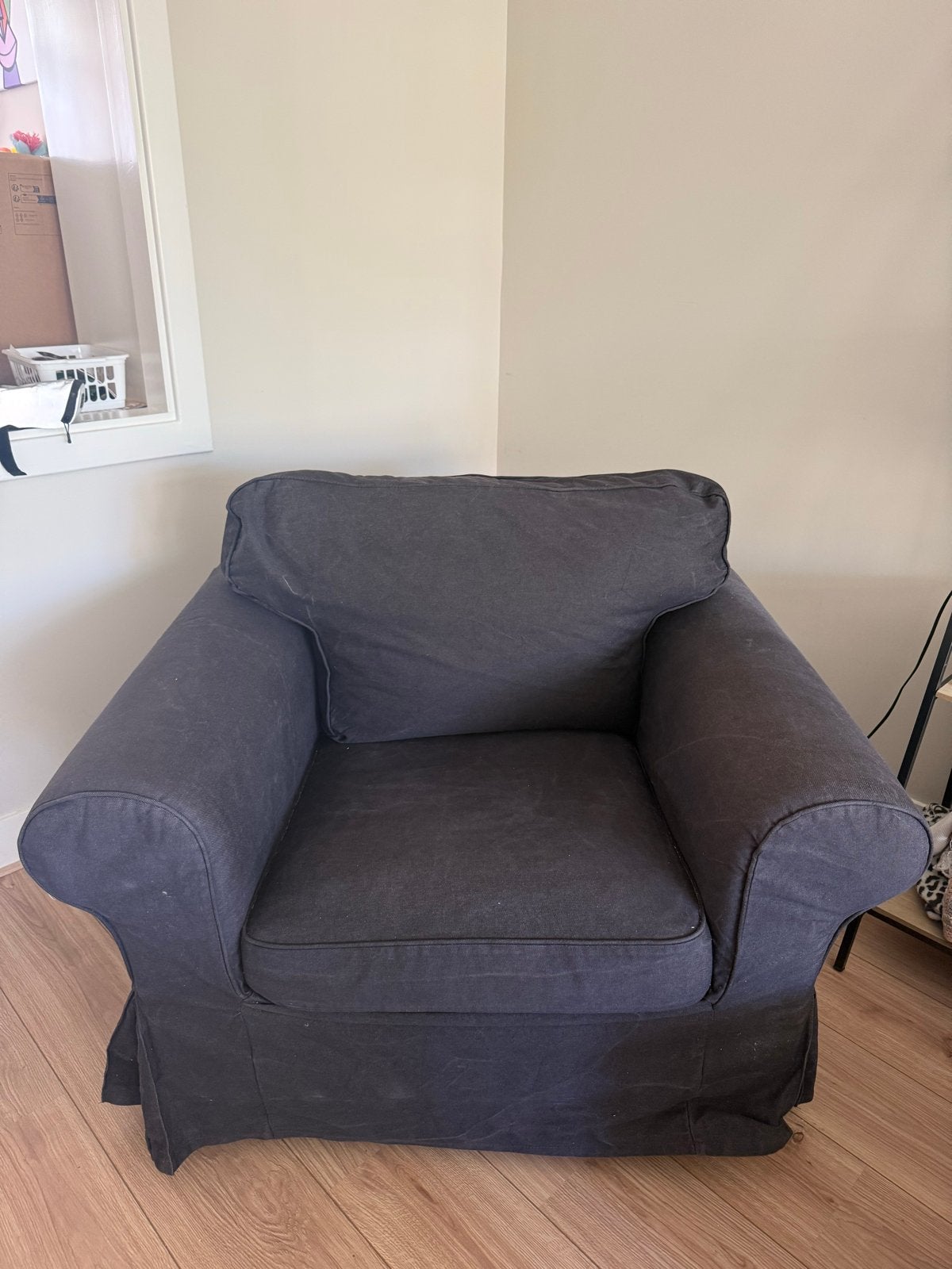 Hoes voor IKEA EKTORP fauteuil in donkergrijs, Ophalen of Verzenden, Gebruikt, Stof, 75 tot 100 cm
