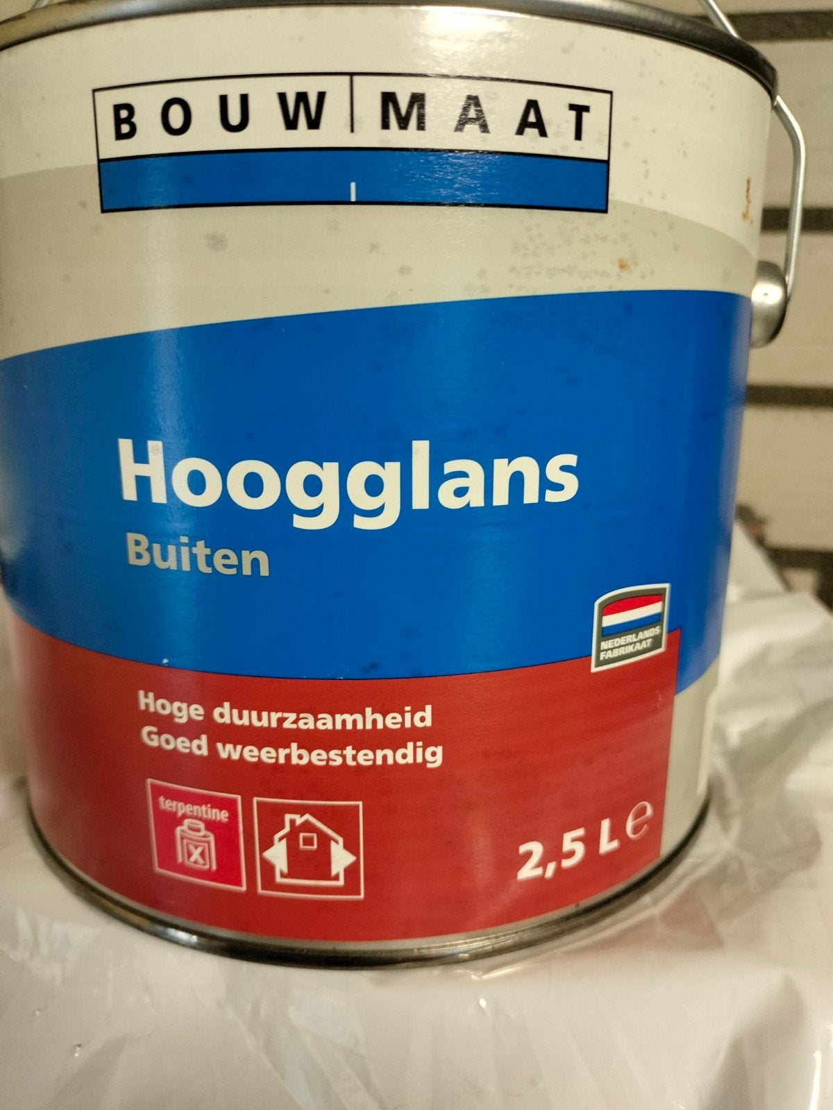 Bouwmaat Hoogglans Buitenverf 2,5L, Doe-het-zelf en Verbouw, Verf, Beits en Lak, Ophalen