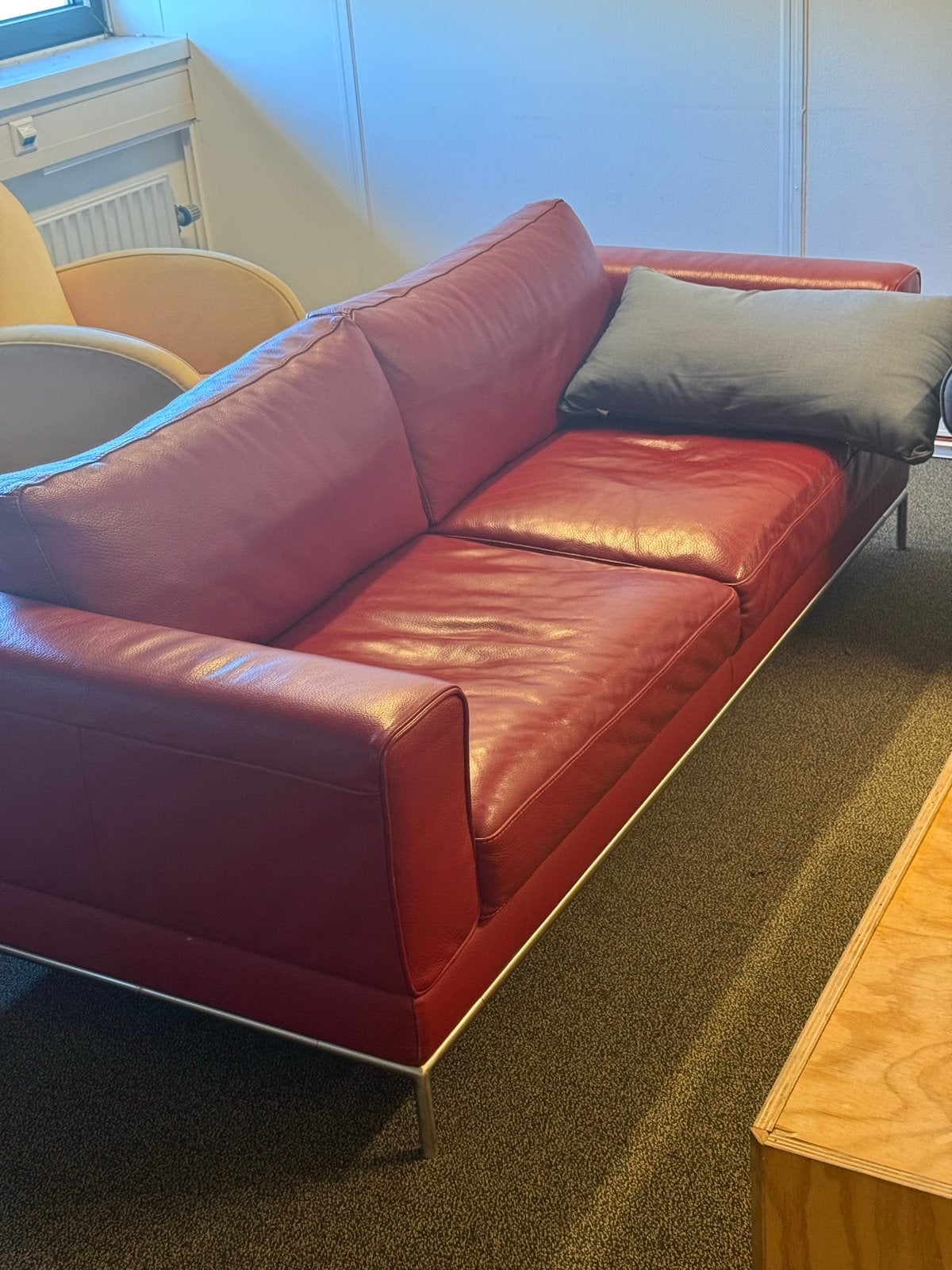 Rood leren bank: 3-zits IKEA ARILD, Ophalen, Gebruikt, Leer