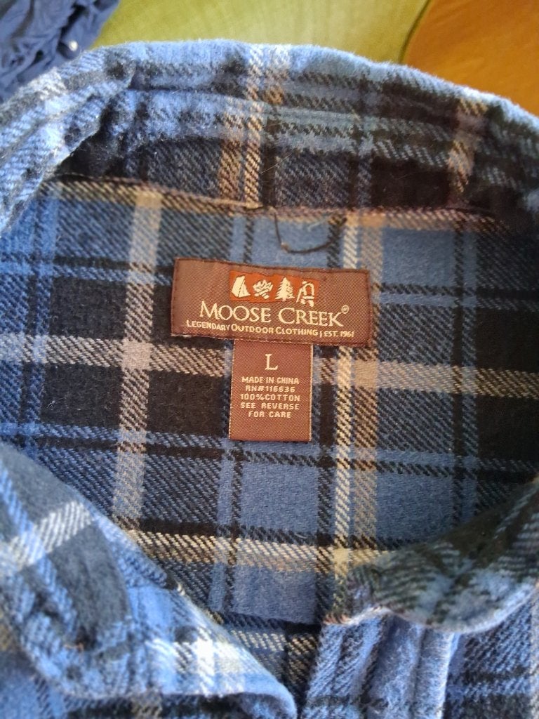 Vintage Moose Creek, flanellen overhemd., Blauw, Ophalen of Verzenden, Halswijdte 41/42 (L), Gedragen