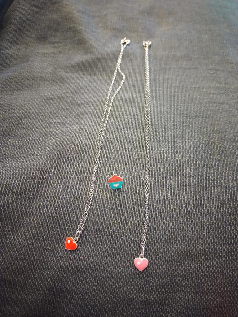 Zilveren kettinkjes met hartjes, Ophalen of Verzenden, Zo goed als nieuw, Zilver, Zilver