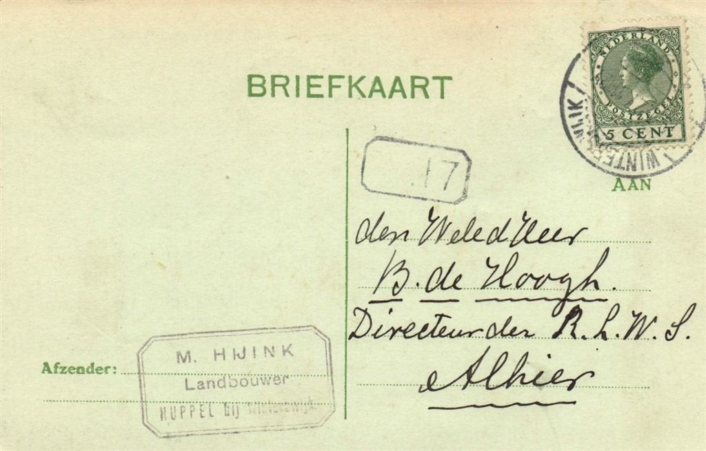 M. Hijink, Landbouwer, Huppel bij Winterswijk - 01.1927 - br, Ophalen of Verzenden, Briefkaart