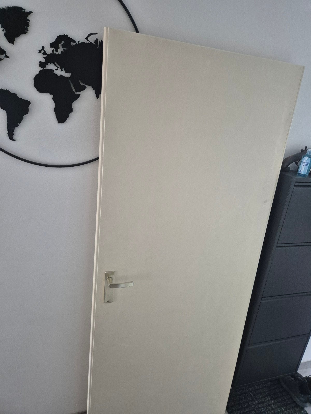 Opdekdeur crème 201.5 x 83 cm rechtsdraaiend, Ophalen, Gebruikt, 80 tot 100 cm, Binnendeur