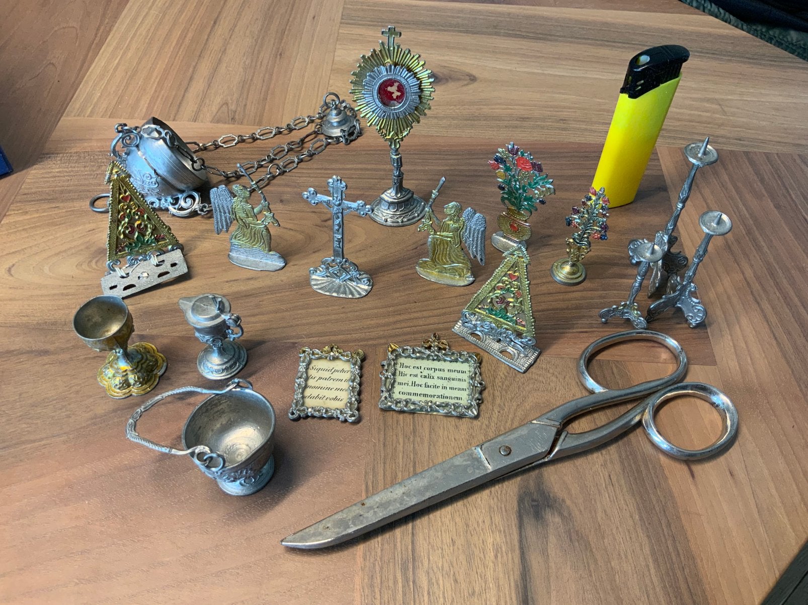 Antiek Metalen Poppenhuis Kerk Interieur Religieuze Voorwerp, Ophalen of Verzenden, Zo goed als nieuw, Overige typen