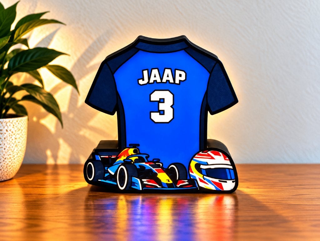 F1 Race LED Lamp – Formule 1 met Eigen Naam en Nummer, Kunststof, Dimbaar, Nieuw, Ophalen of Verzenden