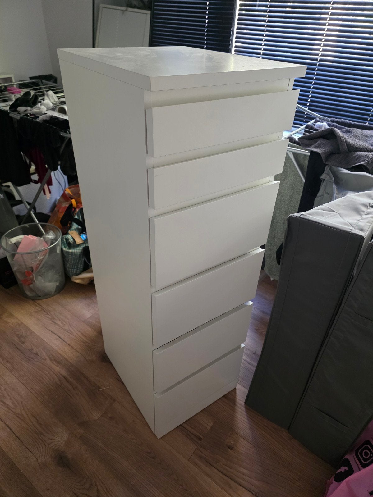 IKEA MALM Kast - Witte Ladekast met 6 Laden, Huis en Inrichting, Ophalen, Minder dan 50 cm, Gebruikt, 5 laden of meer
