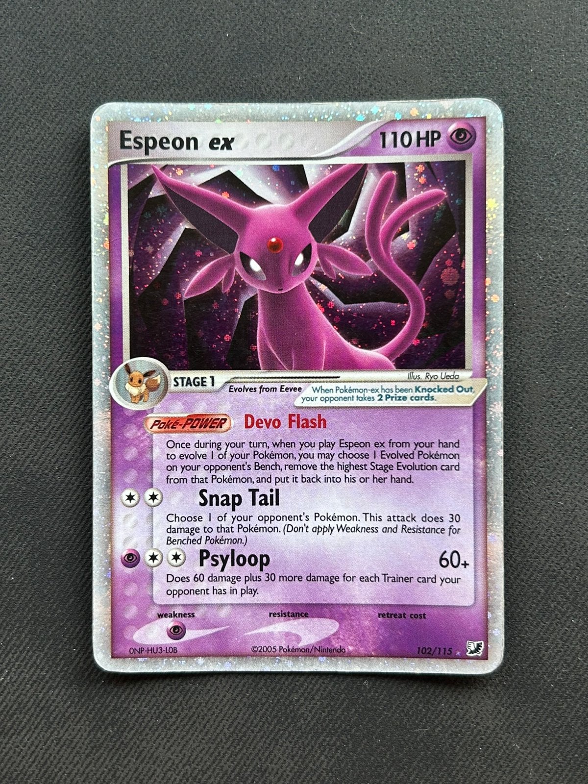 Espeon ex (102/115) - Unseen Forces EX, Ophalen of Verzenden, Gebruikt
