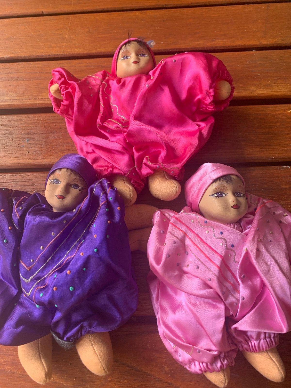 3 Vintage Tati popjes met keramiek hoofdjes van Dargel, Verzamelen, Poppen, Ophalen of Verzenden, Zo goed als nieuw, Pop