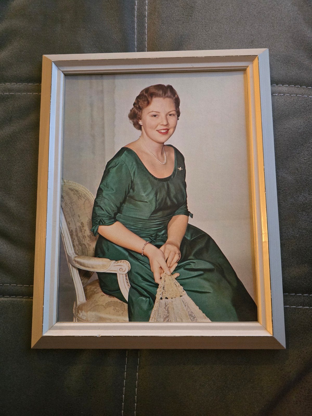 Ingelijste foto Prinses Beatrix, Verzamelen, Ophalen of Verzenden, Gebruikt, Kaart, Foto of Prent